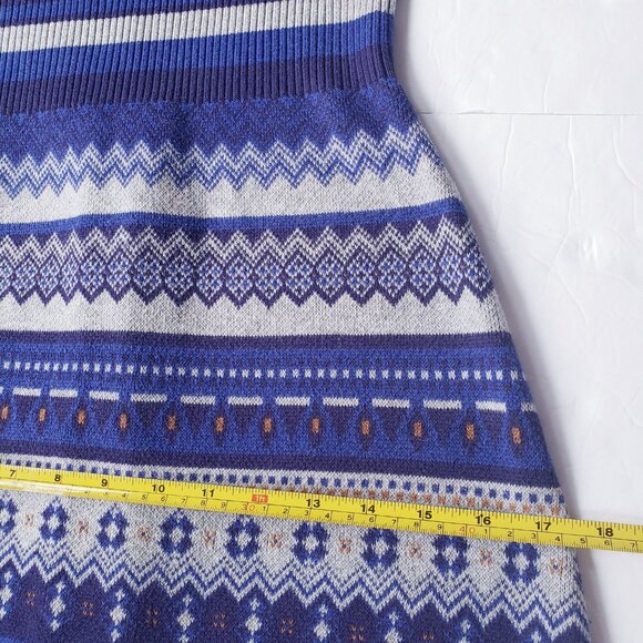 Athleta Fara Fair Isle Sweater Stretch Knit Cotton Blue Sweater Dress - Picture 7 of 10